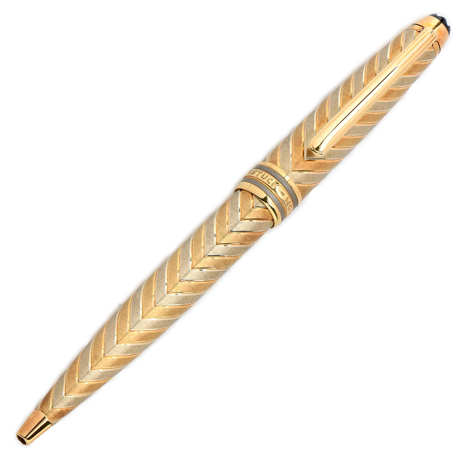 Montblanc Meisterstück Solitaire Chevron 18K Solid Gold Rollerball Pen, Model 164