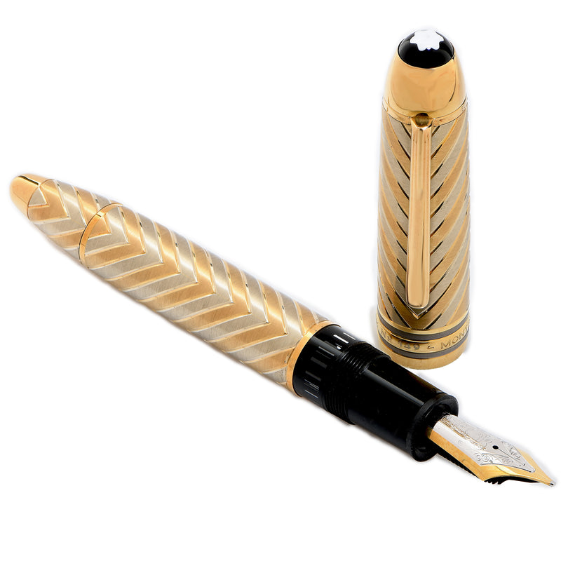 Montblanc Meisterstück Solitaire Chevron 18K Solid Gold Fountain Pen Model 149