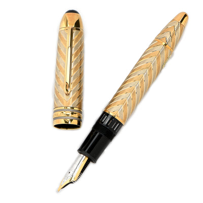 Montblanc Meisterstück Solitaire Chevron 18K Solid Gold Fountain Pen Model 149
