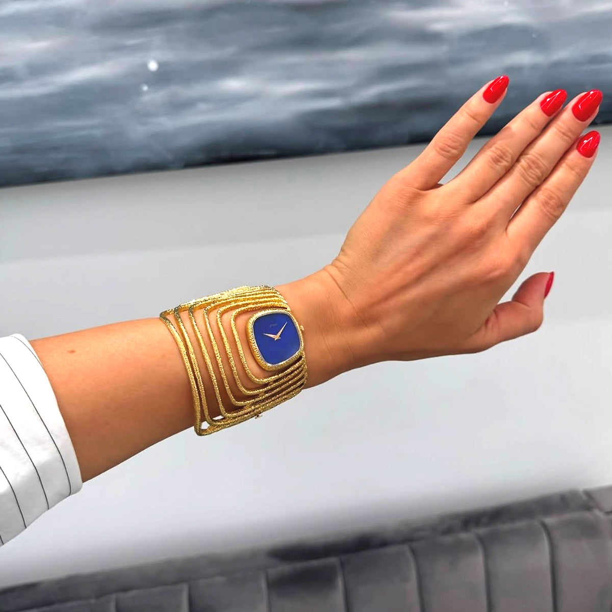 Piaget. A Very Rare 18k Gold and Lapis Lazuli Bracelet Watch