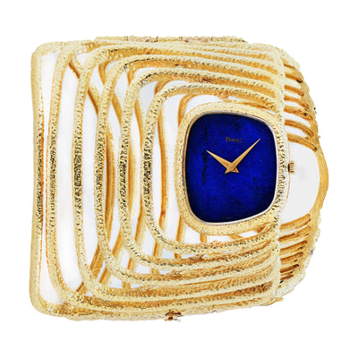 Piaget. A Very Rare 18k Gold and Lapis Lazuli Bracelet Watch