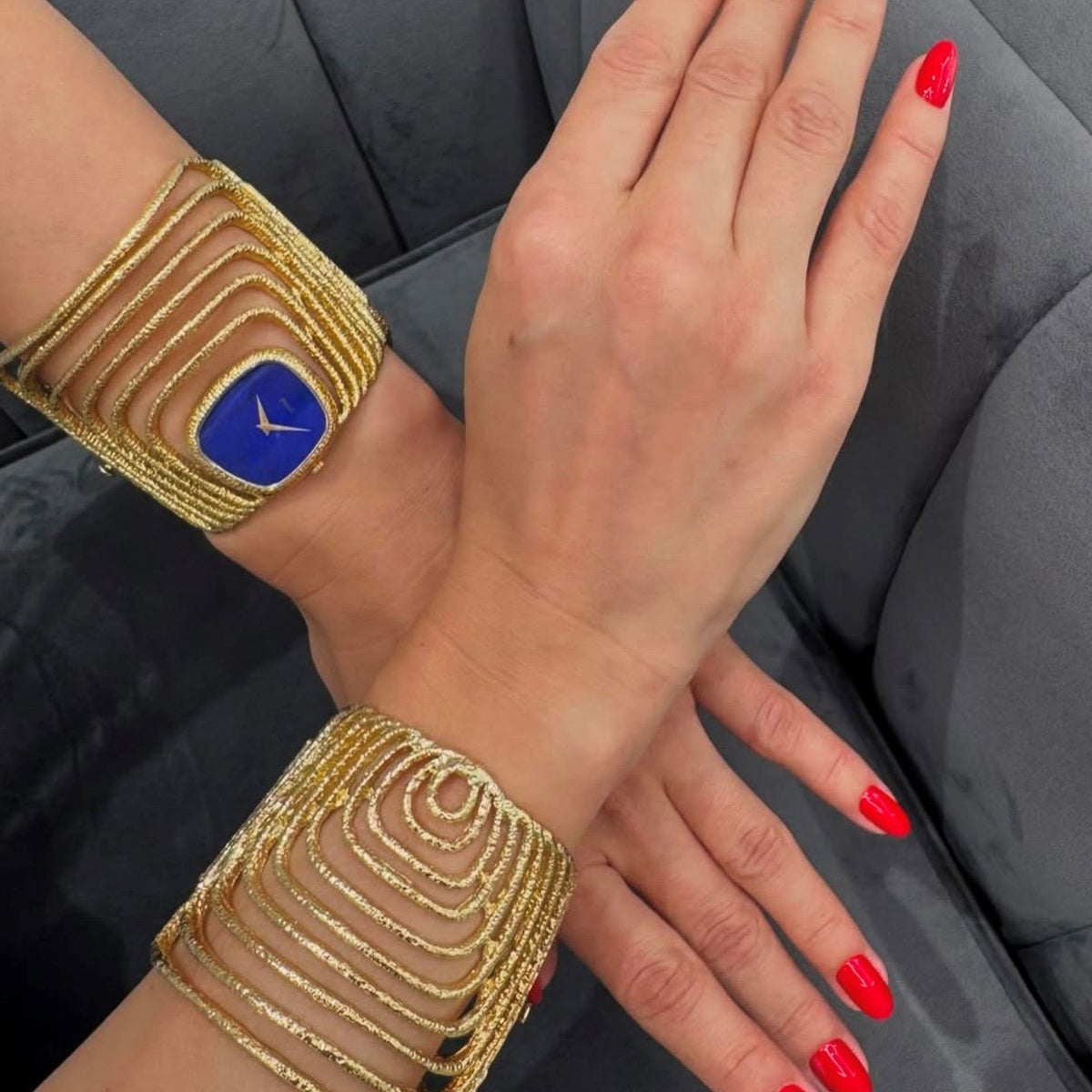 Piaget. A Very Rare 18k Gold and Lapis Lazuli Bracelet Watch