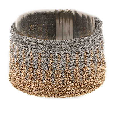 Florentine Loom Woven 18 Karat Yellow and White Gold Bracelet