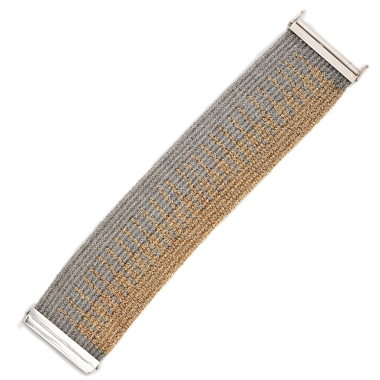 Florentine Loom Woven 18 Karat Yellow and White Gold Bracelet