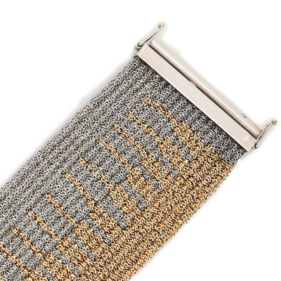 Florentine Loom Woven 18 Karat Yellow and White Gold Bracelet