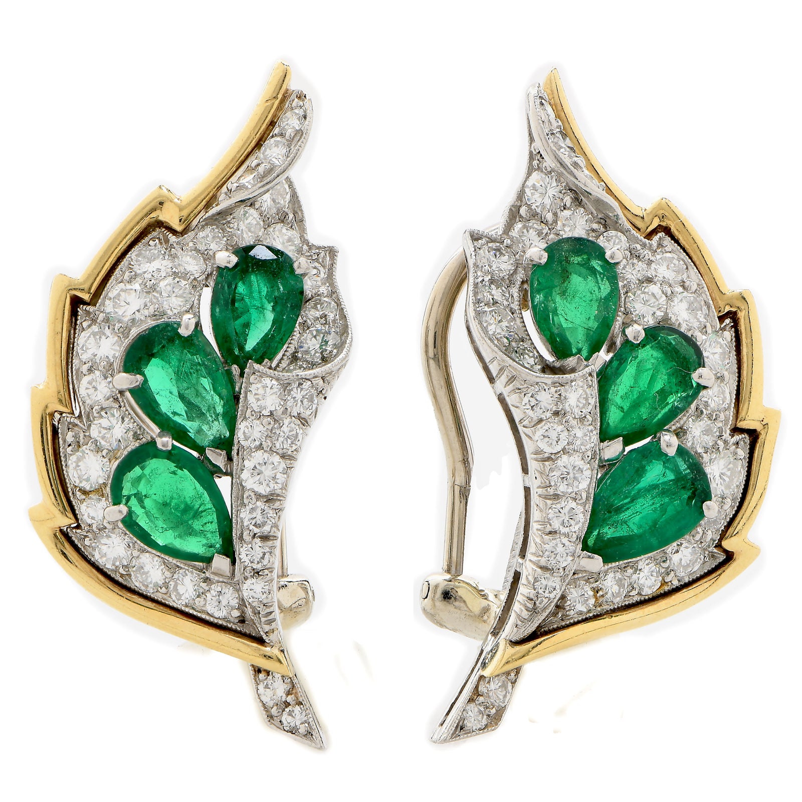 Raymond Yard Emerald and Diamond Earrings