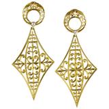 1960s Large Gold Earrings With Etched Details