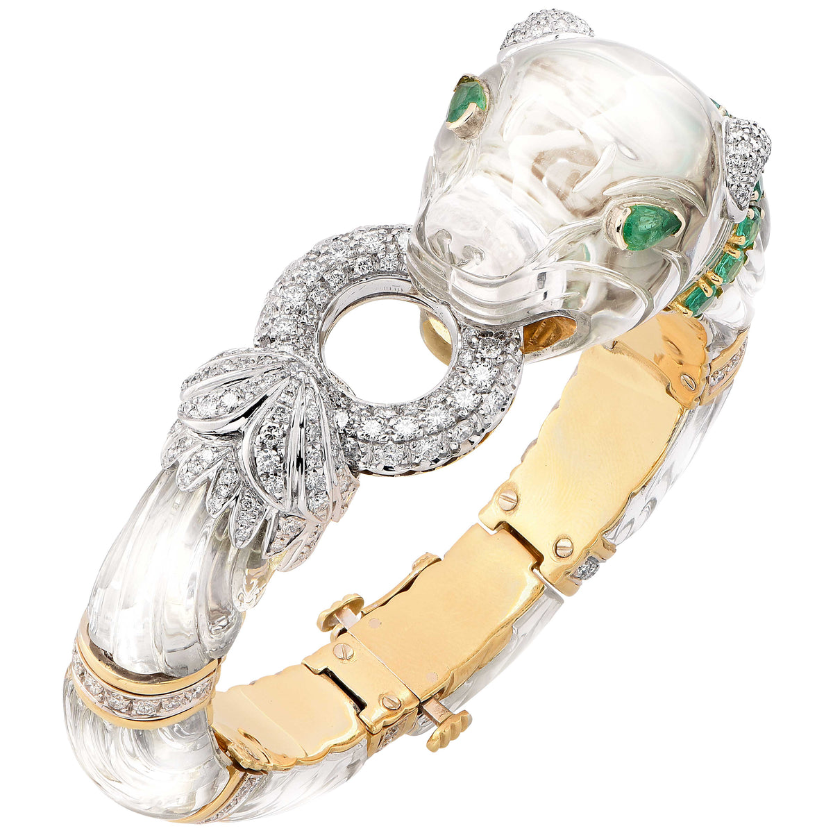 Roberto Legnazzi Crystal Diamonds and Emerald Bracelet