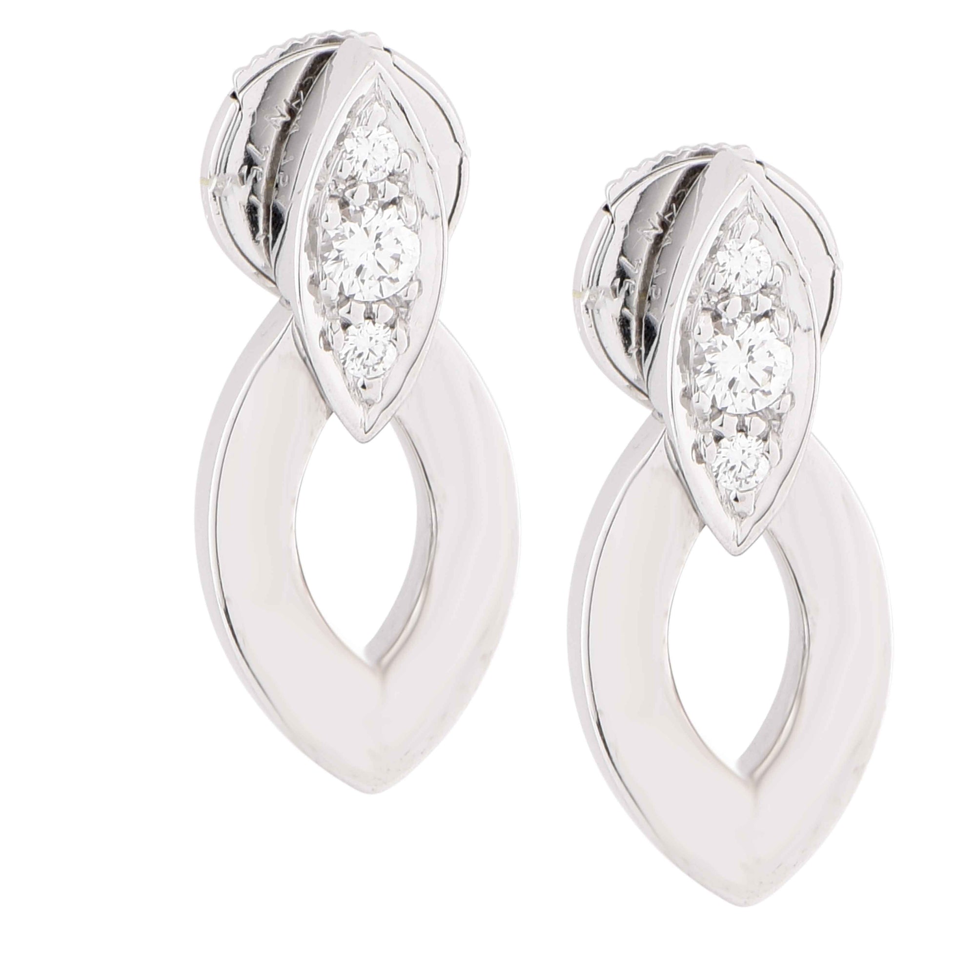 Roberto Coin Love in Verona Diamond Pavé Huggie Hoop Earrings in White Gold  | 8883249AWERX | Borsheims