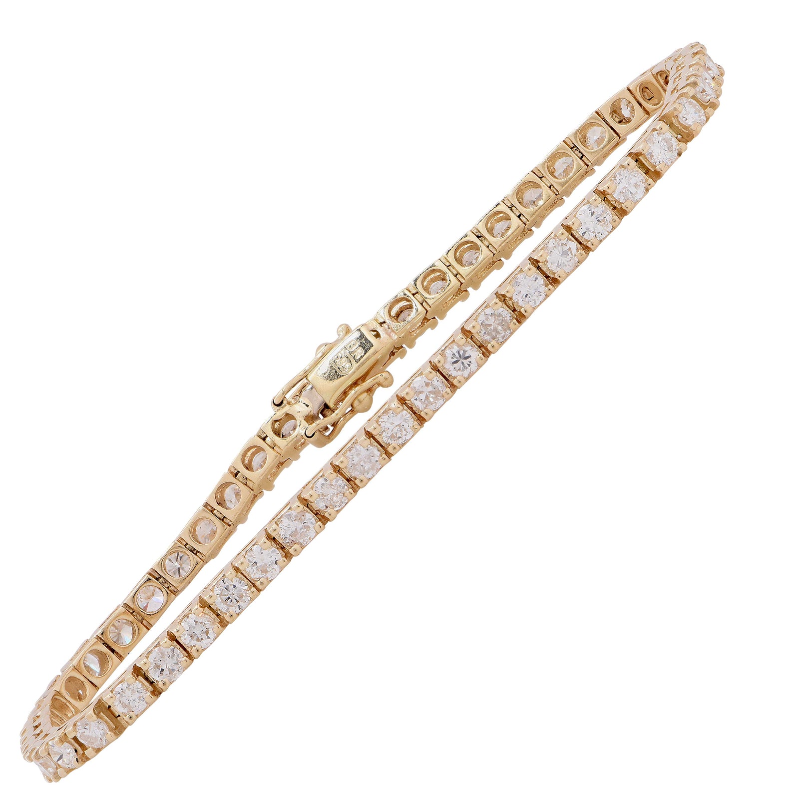 5 Carat Diamond Yellow Gold Prong Set Tennis Bracelet