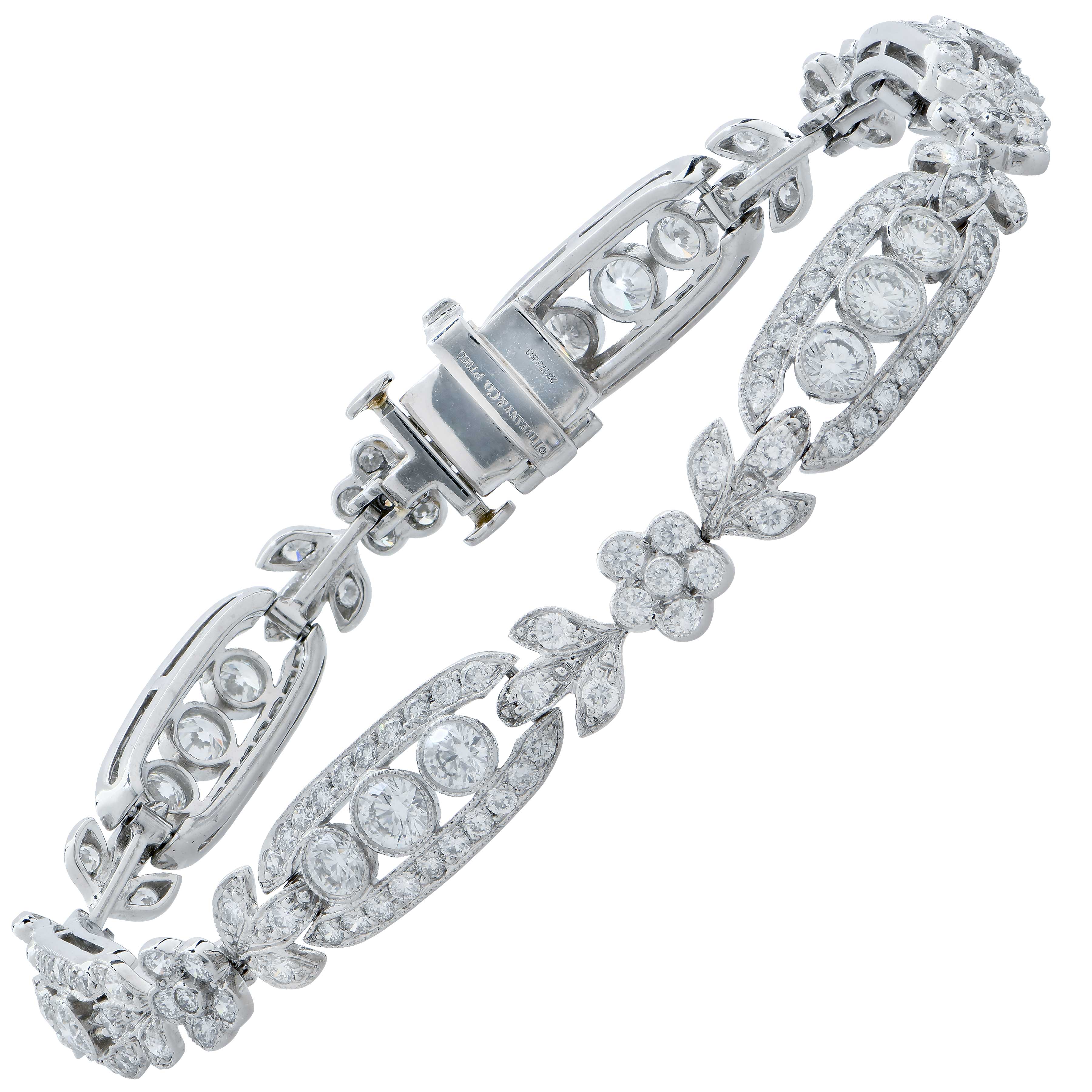 Tiffany  Co Art Deco Diamond and Sapphire Bracelet in Platinum  Old Cut  Grain Set  Pragnell