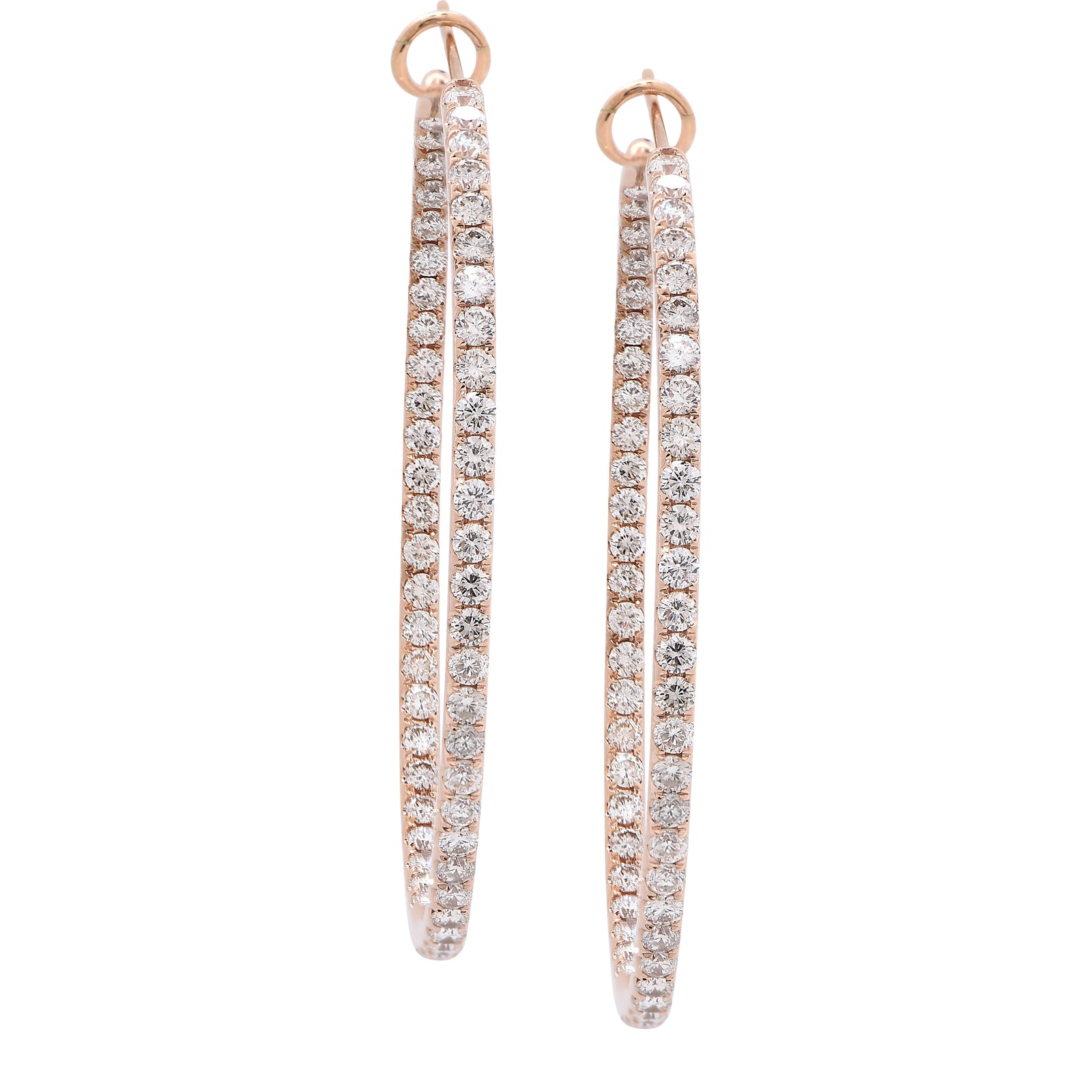 4 Carat Diamond Rose Gold Hoop Earrings
