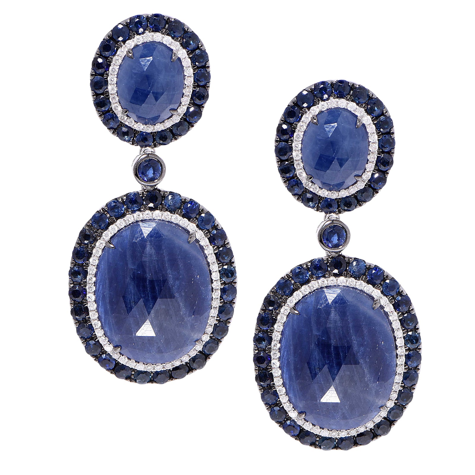 Sapphire Diamond White Gold Earrings