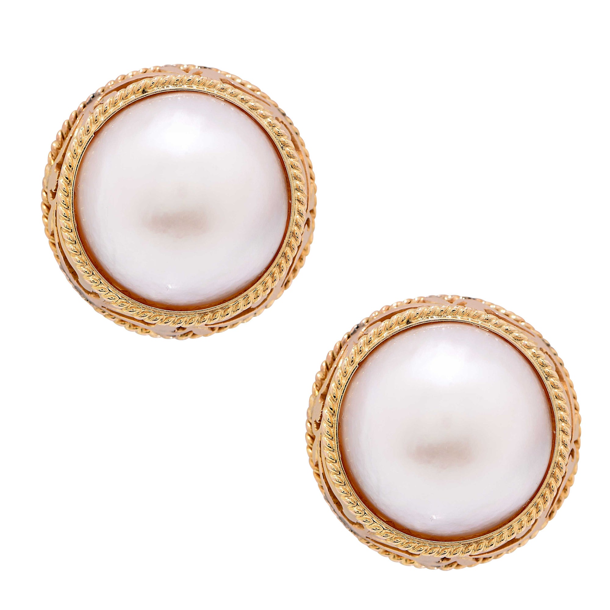 Mabe Pearl Yellow Gold Earrings