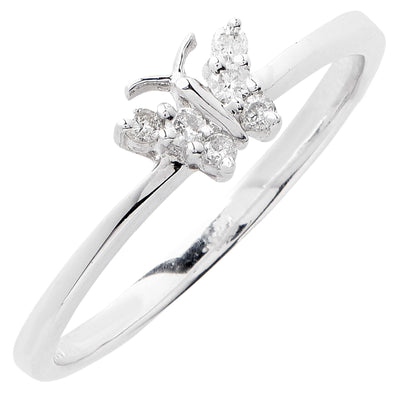 Petite Diamond White Gold Butterfly Ring