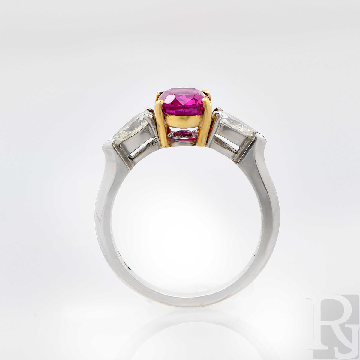 1.24 Carat Burma Ruby and Diamond Platinum Ring