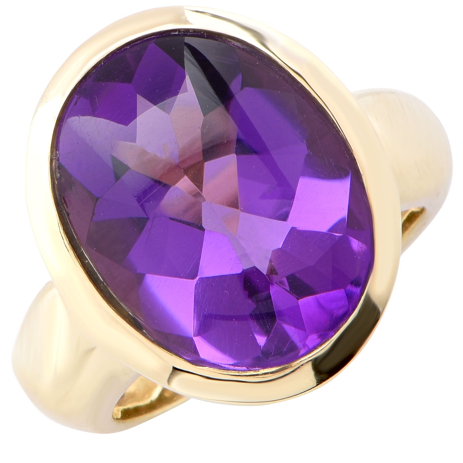 Aletto & Co. Natural 14 Carat Amethyst Cabochon Gold Bezel Set Ring