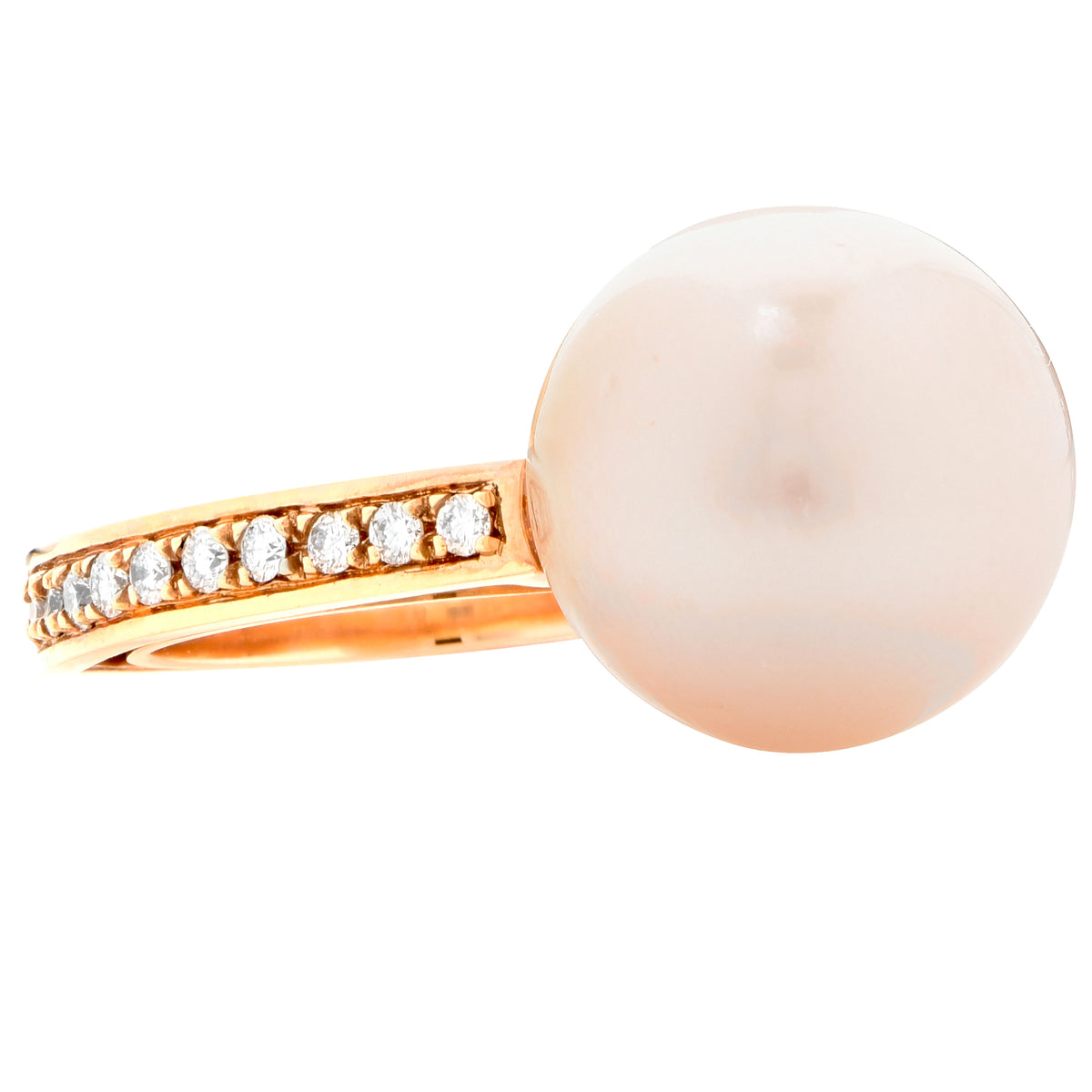 15mm Golden Pearl Diamond Rose Gold Ring