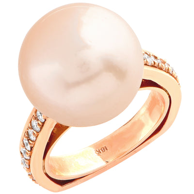 15mm Golden Pearl Diamond Rose Gold Ring