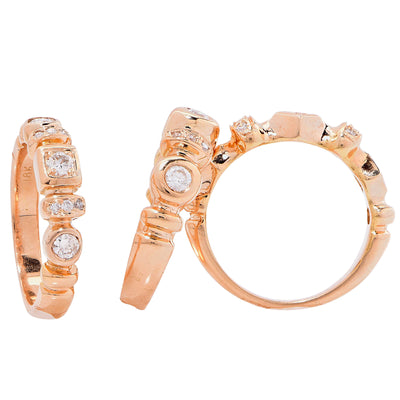 Set of Three Diamond Rose Gold Rings