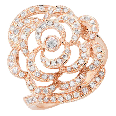 Rose Design Diamond Rose Gold Ring