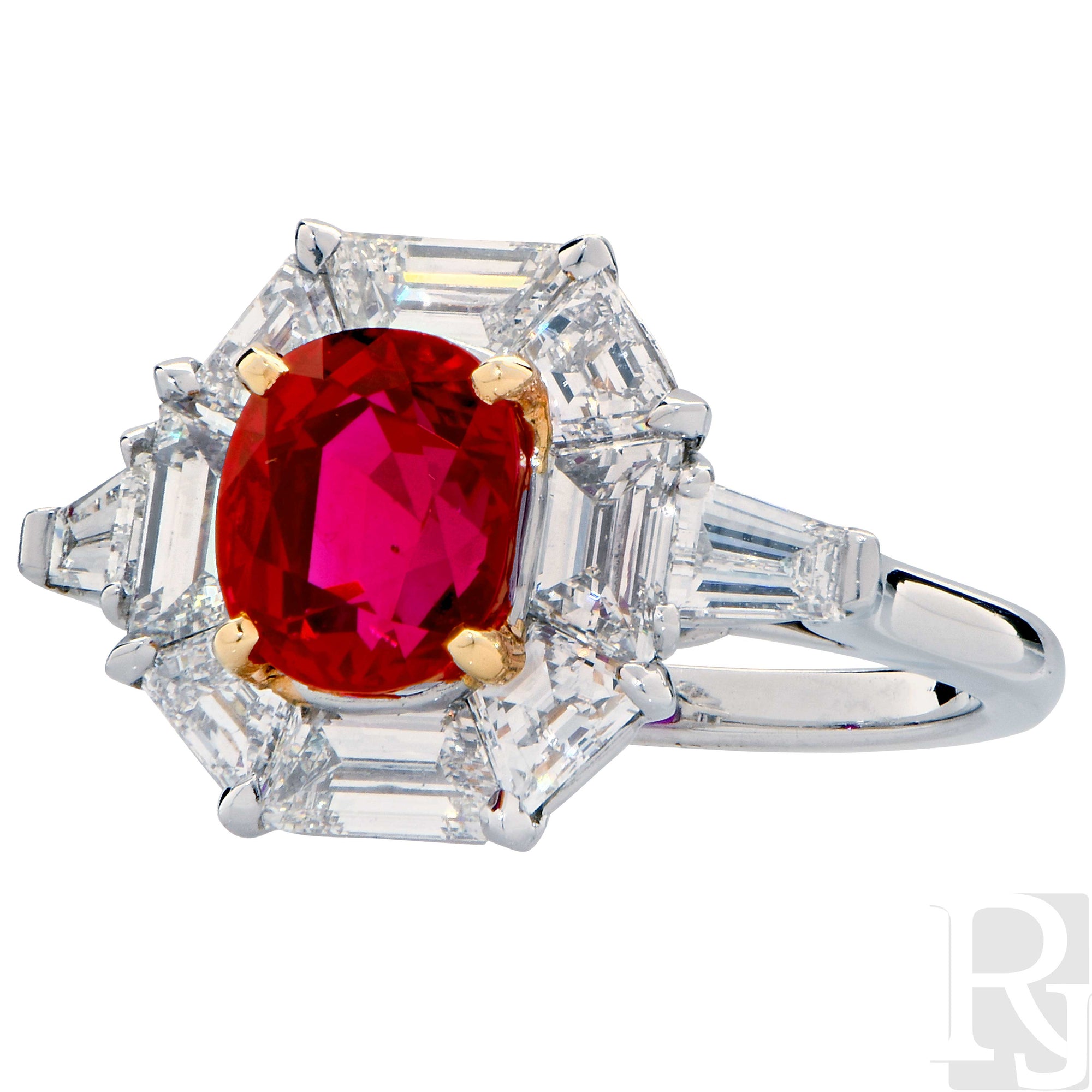 Buy Exceptional GRS 3 Ctw Blood Red Ruby & D VVS Diamond Platinum Ring  Online in India - Etsy