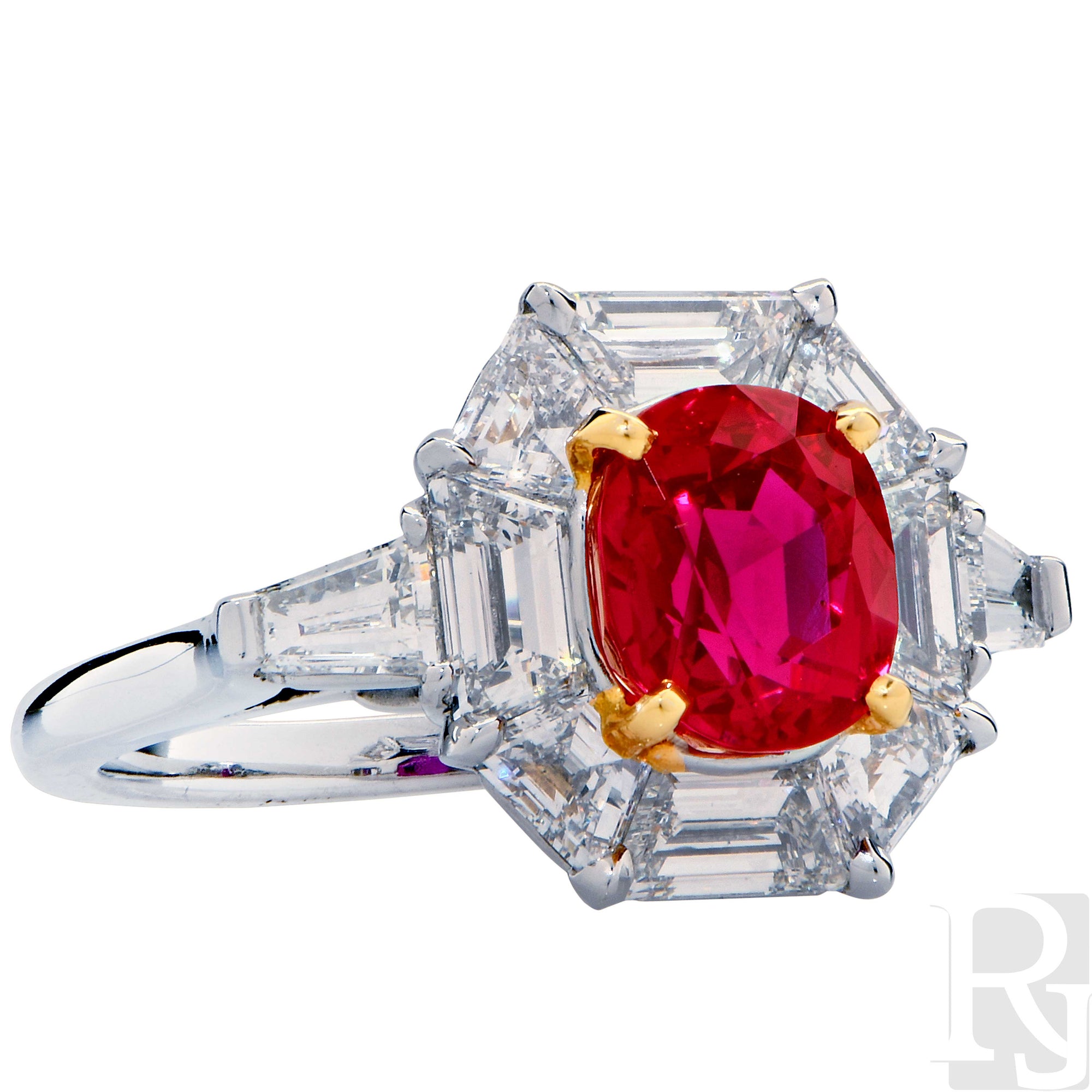 Ladies Platinum Two Stone Diamond & Ruby Ring| Miltons Diamonds