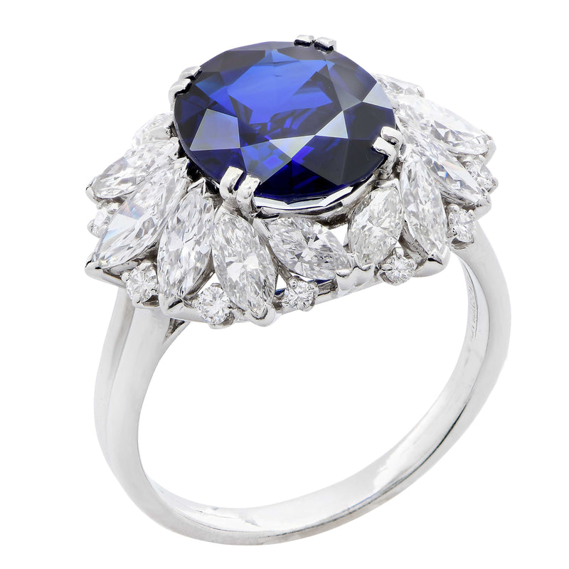 Harry Winston 5.78 Carat Natural Sapphire and Diamond Platinum Cocktail Ring