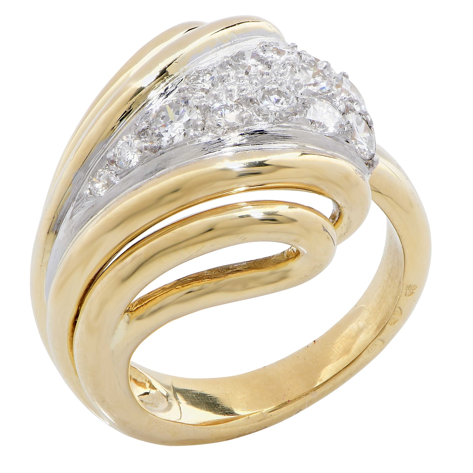 Bombe Style Diamond 18 Karat Yellow Gold Ring