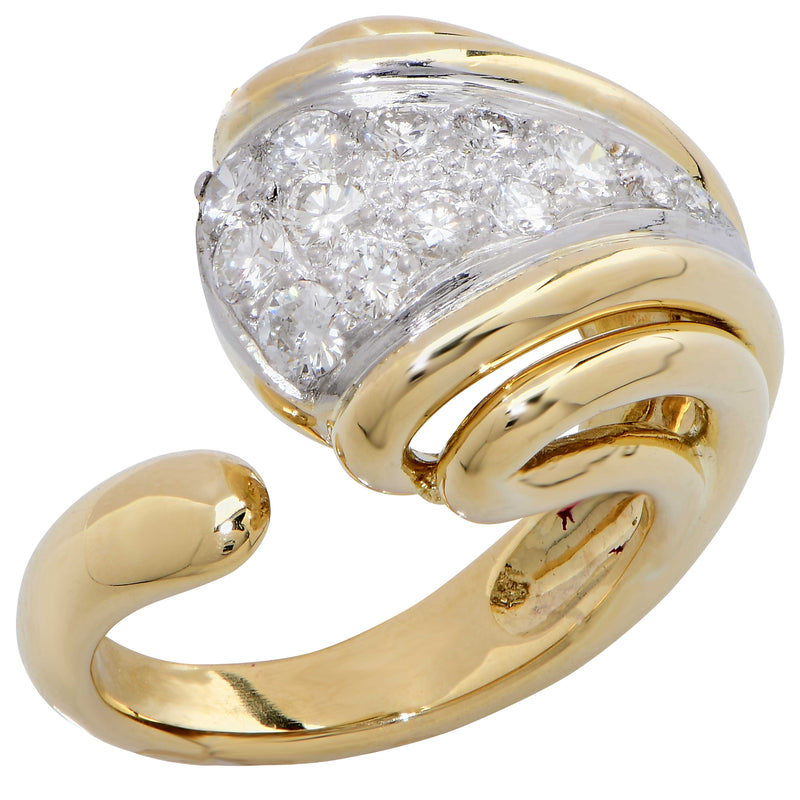 Bombe Style Diamond 18 Karat Yellow Gold Ring