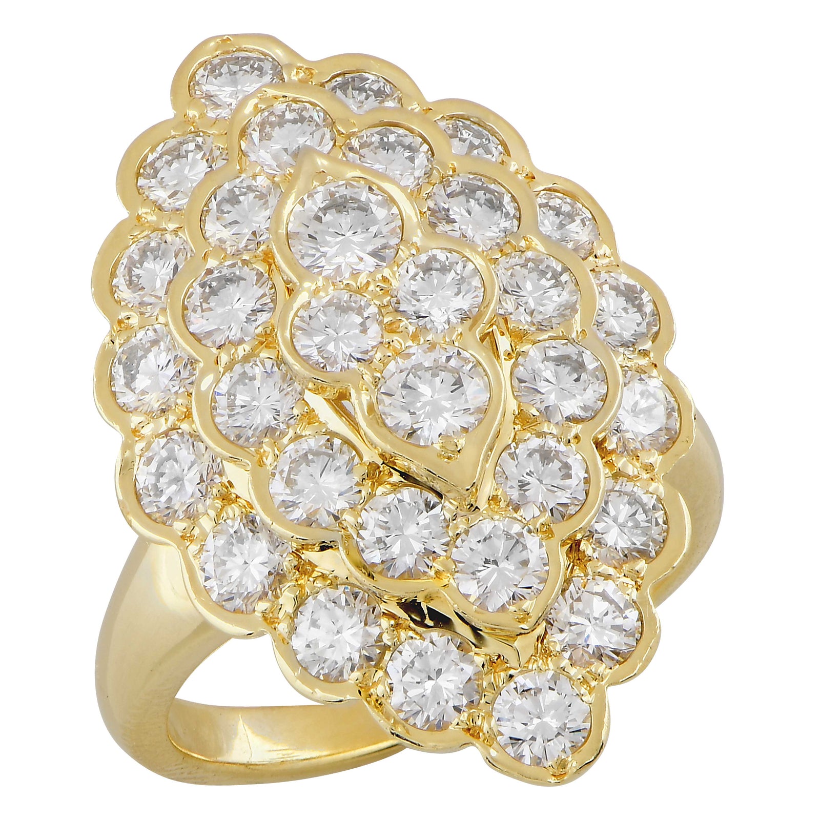 Van Cleef & Arpels Navette Shape Diamond Cocktail Ring in 18 Karat Yellow Gold