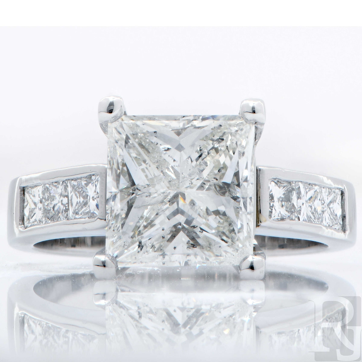 3 Carat Princess Cut Diamond H/I1 Platinum Engagement Ring