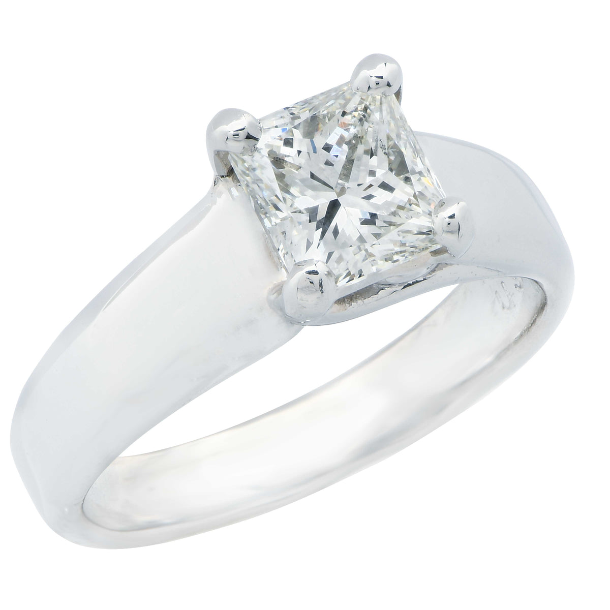 1.09 Carat Princess Cut Diamond GIA Graded J/SI1 Platinum Engagement Ring