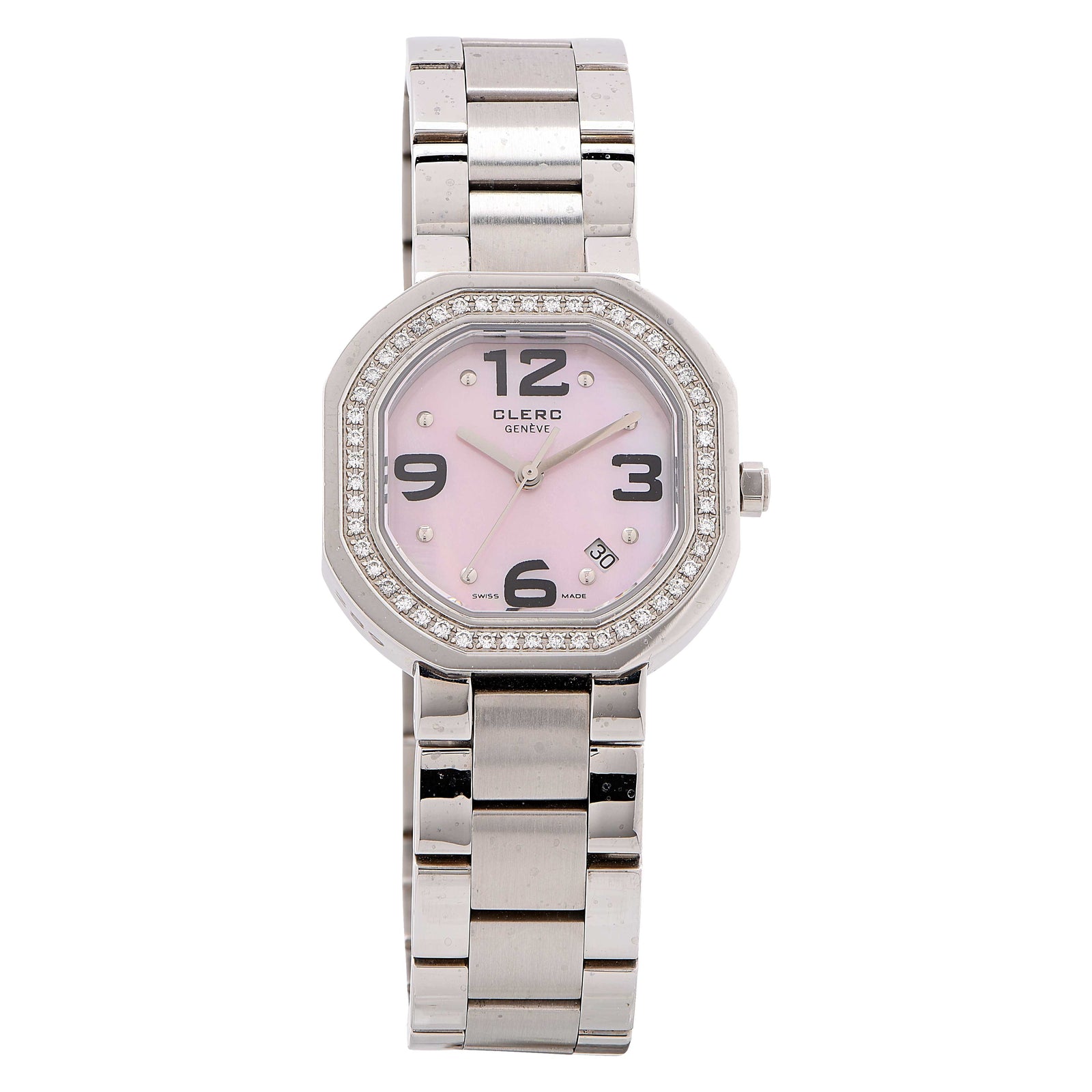 Clerc Lady's Stainless Steel Diamond Bezel Wristwatch