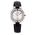 Clerc Ladies Stainless Steel Mother-of-Pearl Dial Diamond Bezel Wristwatch With Black Leather Strap