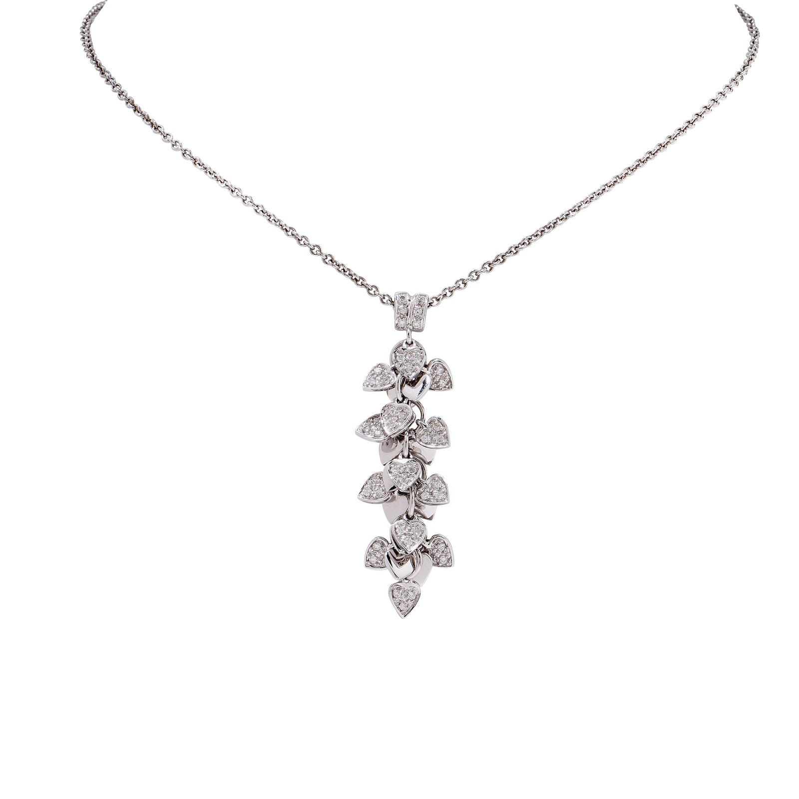 Diamond Hearts White Gold Necklace