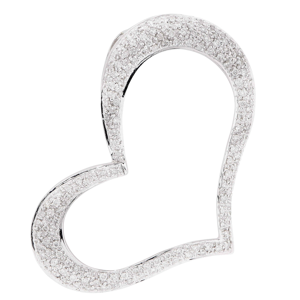 Large 1.04 Carat Diamond White Gold Heart Pendant