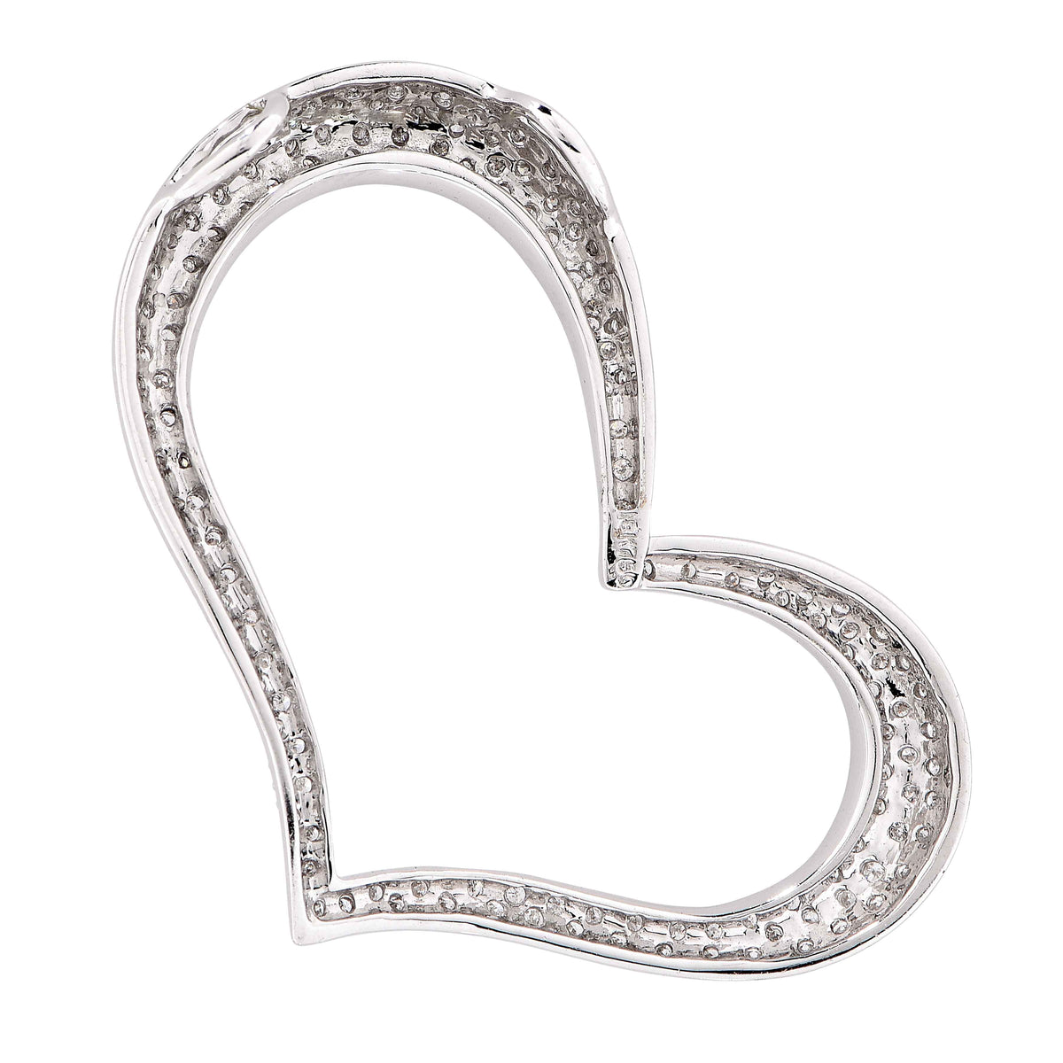 Large 1.04 Carat Diamond White Gold Heart Pendant