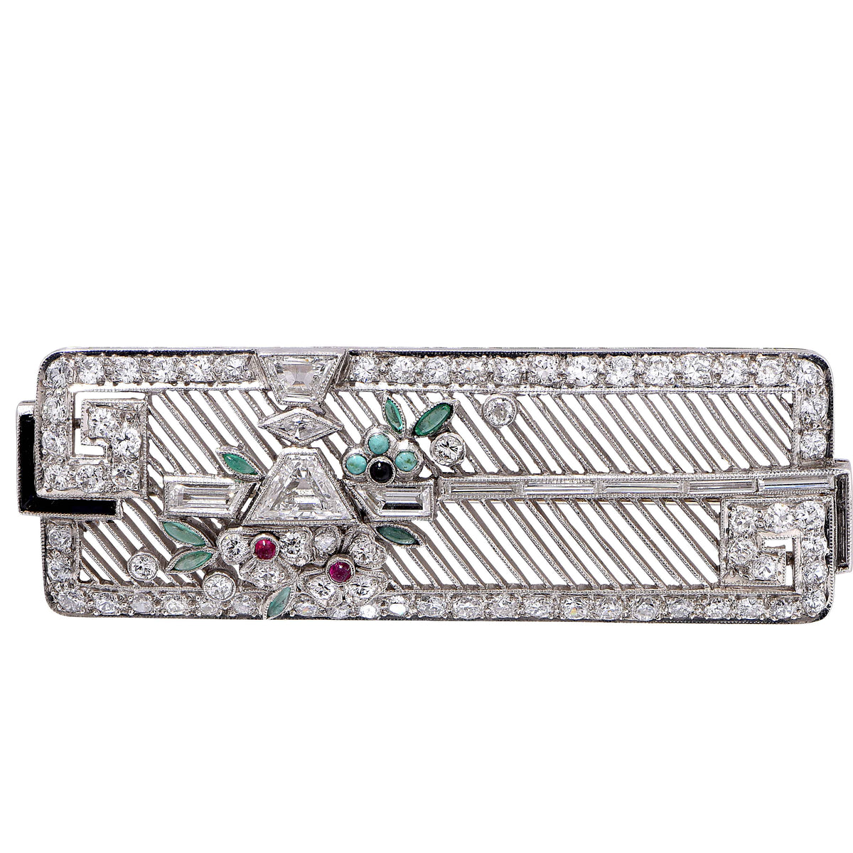 Art Deco Diamond Platinum Gem Brooch