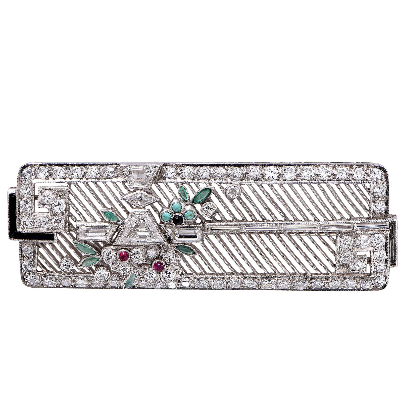 Art Deco Diamond Platinum Gem Brooch