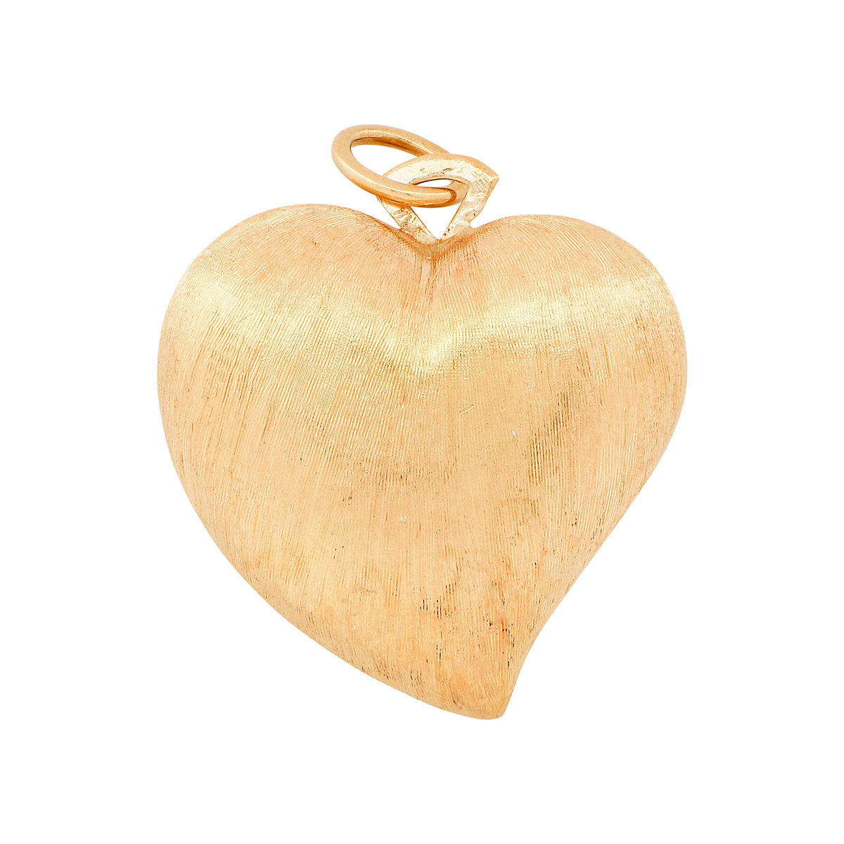 Brushed  18 Karat Yellow Gold Heart Shape Pendant