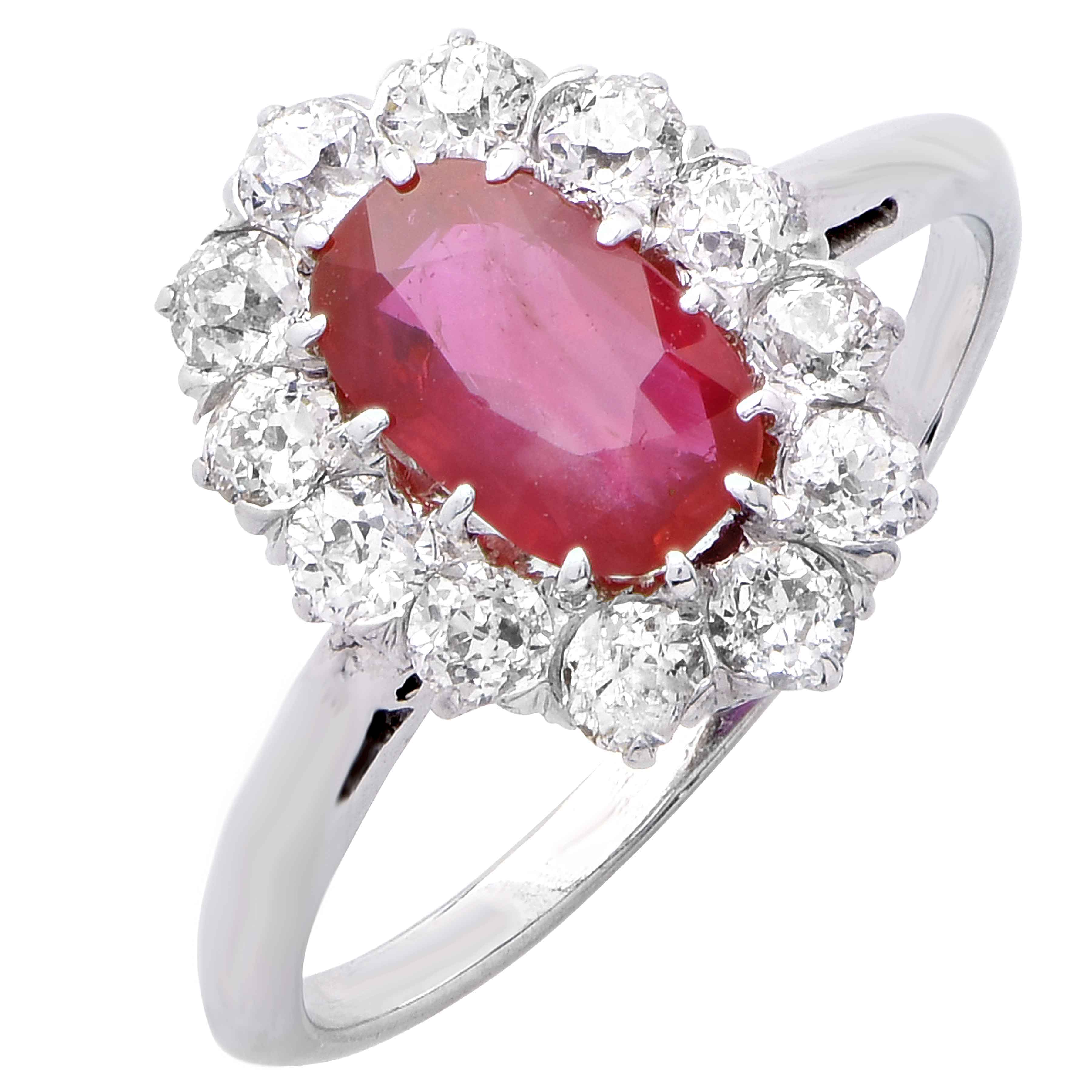 2 Carat Natural Ruby and Diamond Ring