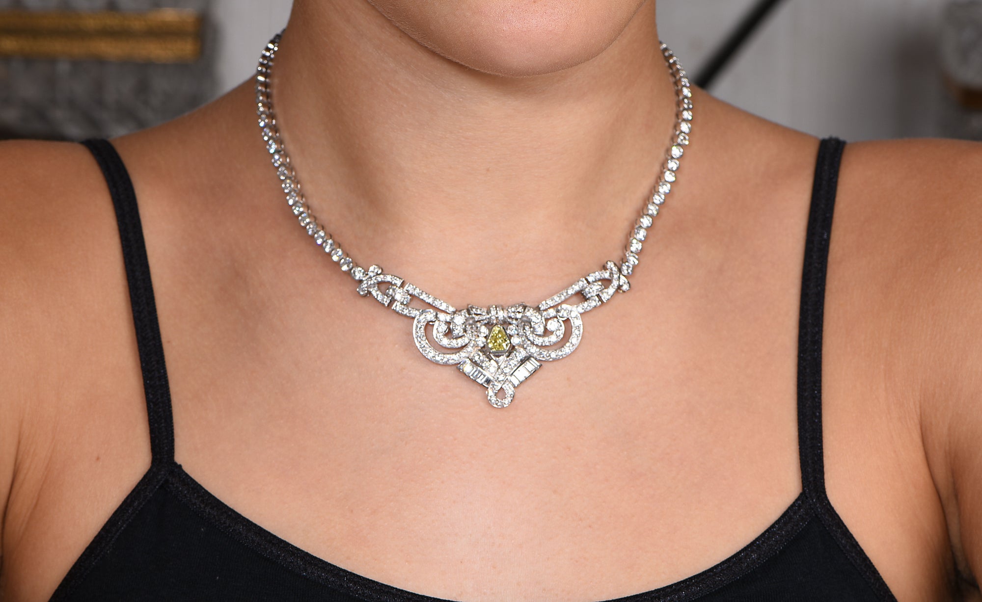 29-Inch Very Long 12 Carat Diamond Necklace 14K Rose Gold