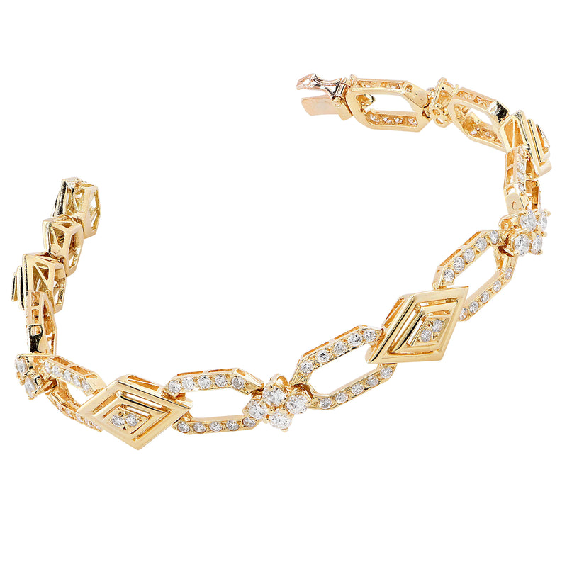 4 Carat Diamond French 18 Karat Yellow Gold Bracelet
