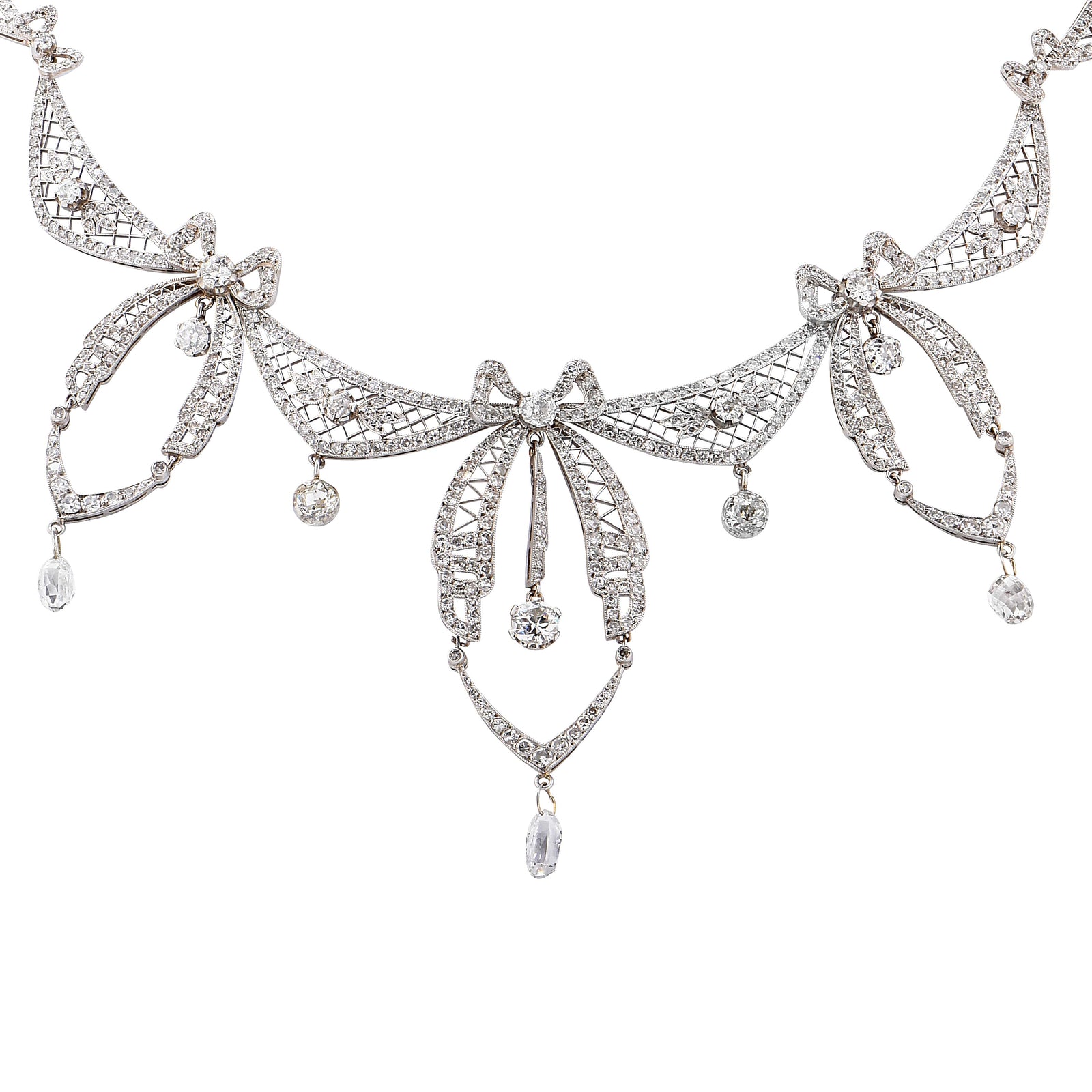 5.8 Carat Belle Époque Diamond Platinum Necklace