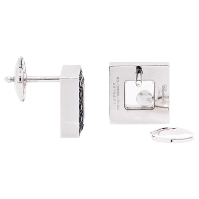 Chopard Happy Diamonds Sapphire and Diamond Square  White Gold Earrings