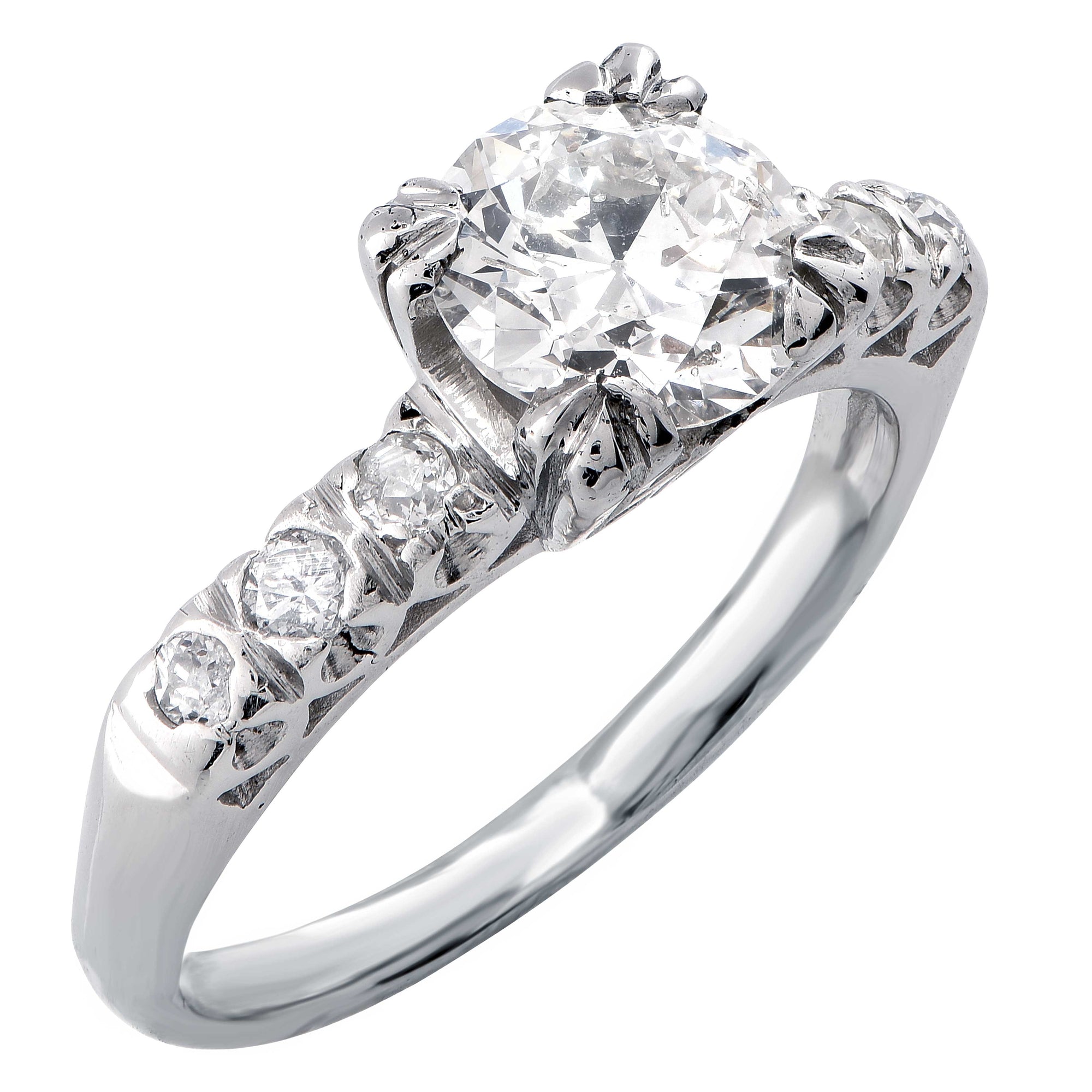 1.05 Carat GIA J/SI2 set in Vintage Platinum Engagement Ring