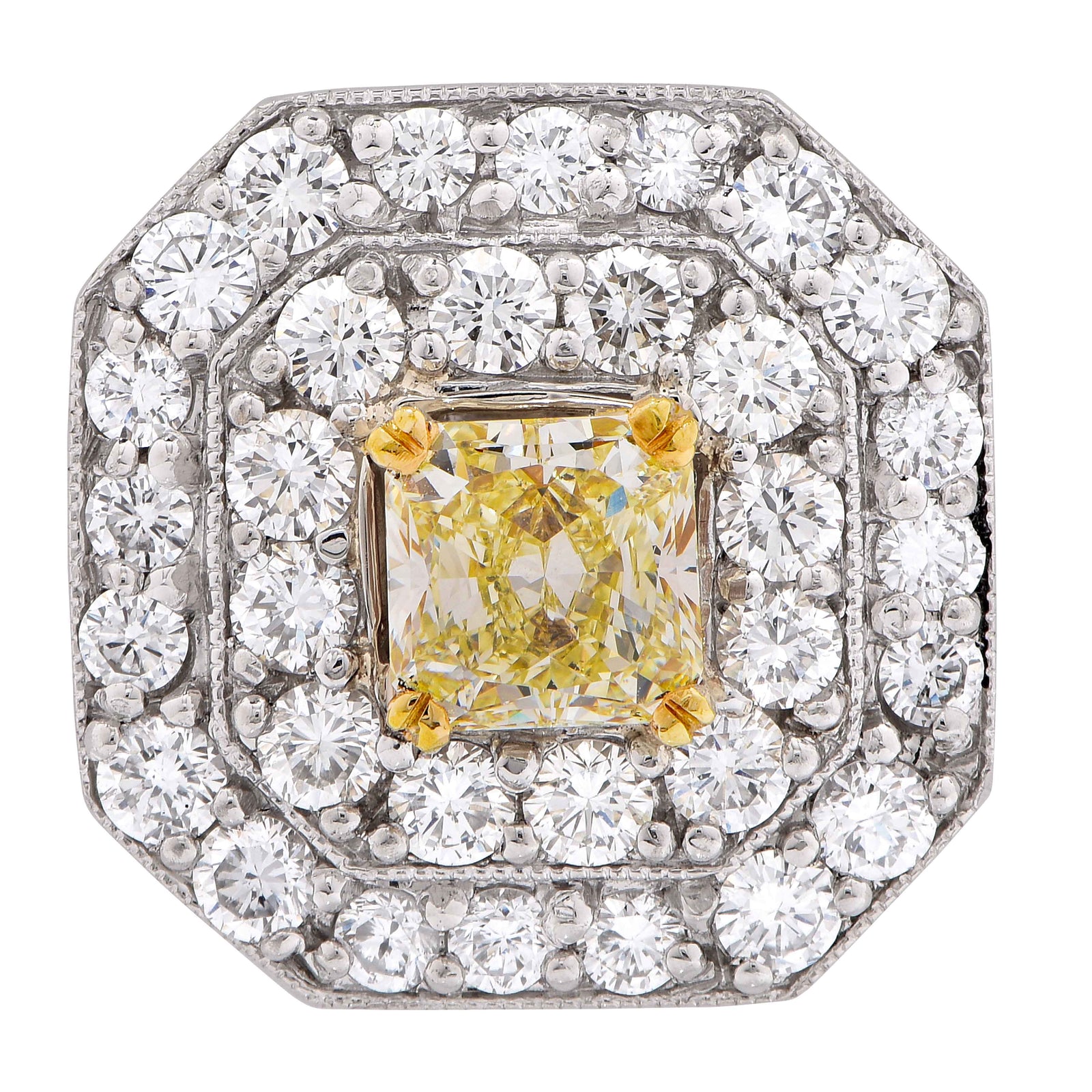 3.15 Carat Fancy Colored and White Diamond Platinum Pendant