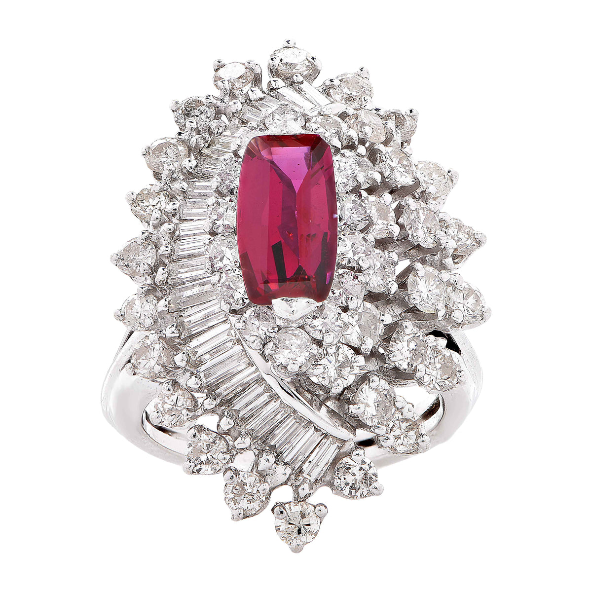 Red Spinel and Diamond Gold Ring