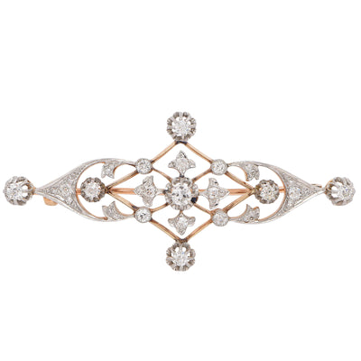 Delicate Diamond Art Nouveau Brooch